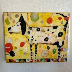 Colorful Dog Art Canvas 14” X 11”